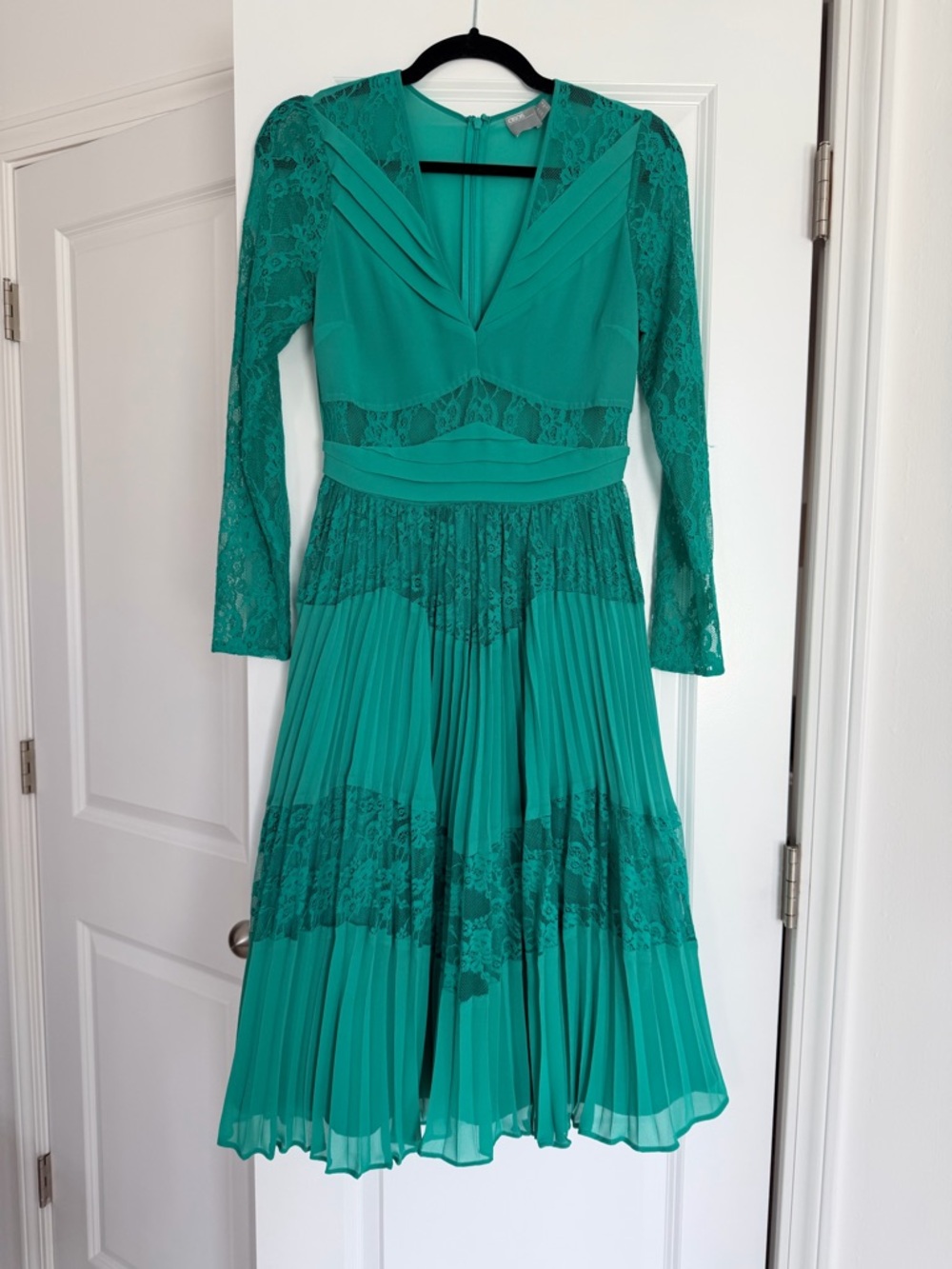 ASOS Teal Lace Pleated Midi Dress